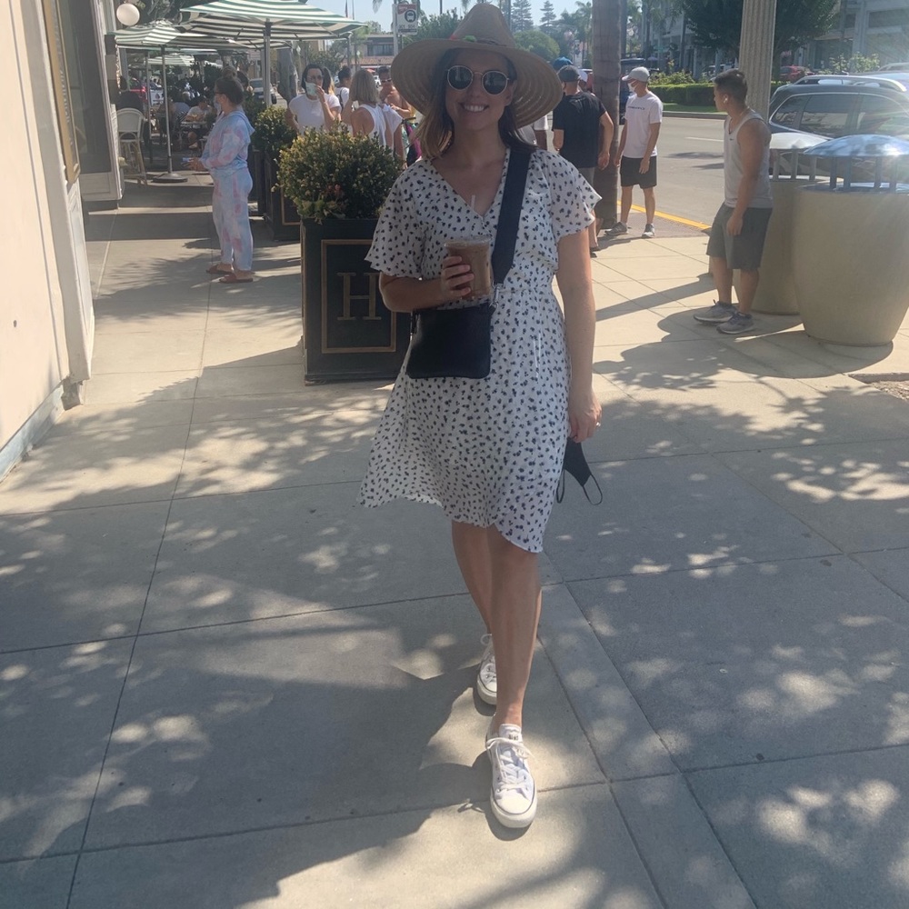 White and blue flower summer dress